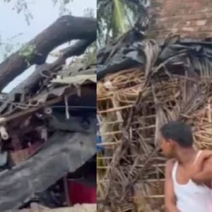 দশমীর বিকেলে সন্দেশখালিতে টর্নেডো, উড়ে গেল শত শত বাড়ির চাল, ৬ জন আহত
