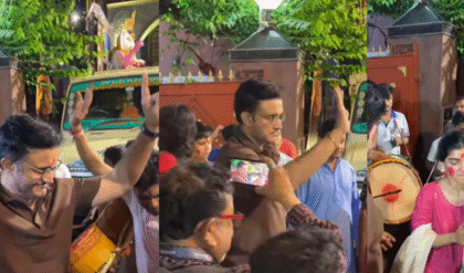 ঢাকের তালে মহারাজ! দশমীর বিসর্জনে মেয়ের সঙ্গে রাস্তাতেই জমিয়ে নাচলেন সৌরভ গঙ্গোপাধ্যায়