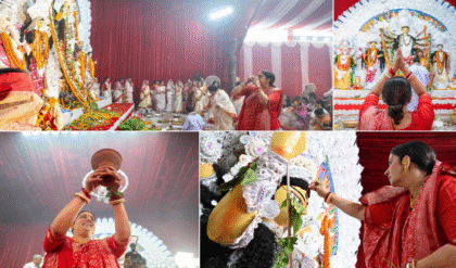 ‘তুলসী’-র নিখুঁত বাঙালিয়ানা! লাল শাড়ি-শাঁখা পরে সিঁদুরখেলায় মন কাড়লেন স্মৃতি ইরানি, মুগ্ধ নেটপাড়া