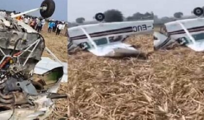 মাঝ আকাশে ইঞ্জিনে গোলযোগ, চাষের জমিতে আছড়ে পড়ল প্রশিক্ষণ বিমান! ৩ টুকরো হয়ে গেল কাঠামো