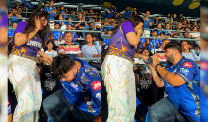 ওয়াংখেড়েতে নাটকীয় প্রেম! কেকেআর-মুম্বই ম্যাচের মাঝে গ্যালারিতে আংটি বিভ্রাট, শেষমেশ কী হল?