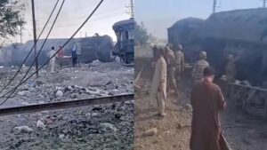 পাকিস্তানে যাত্রীবাহী ট্রেন লক্ষ্য করে বিস্ফোরণ,আগুনের গ্রাসে বহু যাত্রী!