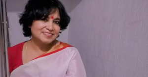 ‘আজি এ প্রভাতে কলিকাতা অভিমুখে যাত্রা…’! লালপাড় সাদা শাড়িতে তসলিমার ঐতিহাসিক প্রত্যাবর্তনে তোলপাড় রাজ্য রাজনীতি