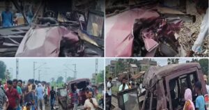 রেলগেট খোলা ছিল? ট্রেনের ধাক্কায় দুমড়ে-মুচড়ে গেল স্কুল ভ্যান, ঘটনাস্থলেই মৃত্যু ৩ জনের।