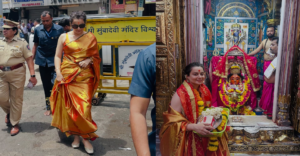 শ্রাবণ মাসে সিদ্ধিবিনায়ক ও মুম্বা দেবী মন্দিরে পুজো দিলেন কঙ্গনা! অরেঞ্জ কাঞ্জিভরামে ভাইরাল অভিনেত্রীর মোহময়ী লুক