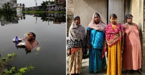 “জলের গভীরে মুক্তির খোঁজ!”-ভাইয়ের মতো তিন বোনও ঘণ্টার পর ঘণ্টা ভেসে থাকেন পুকুরে