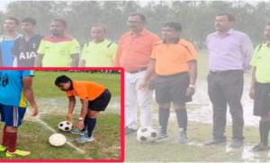 লালবাতি গাড়ি ছেড়ে সোজা ফুটবল মাঠে বাঁশি হাতে মন্ত্রী! চমকে গেলেন খোদ খেলোয়াড়রা