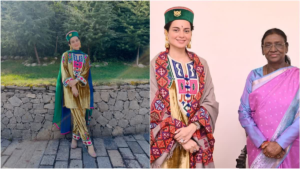 মাথায় হিমাচলি টুপি আর গায়ে ঐতিহ্যবাহী শাল! রাষ্ট্রপতির সঙ্গে দেখা করতে গিয়ে নজর কাড়লেন কঙ্গনা